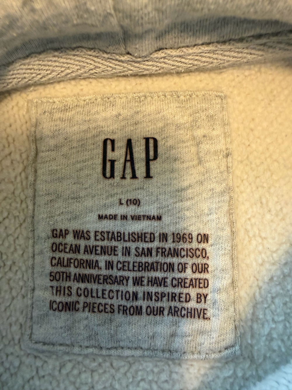 GAP Girls 50th Anniversary Graphic Hoodie Sweatshirt Gray Size L (10) - Picture 5 of 6